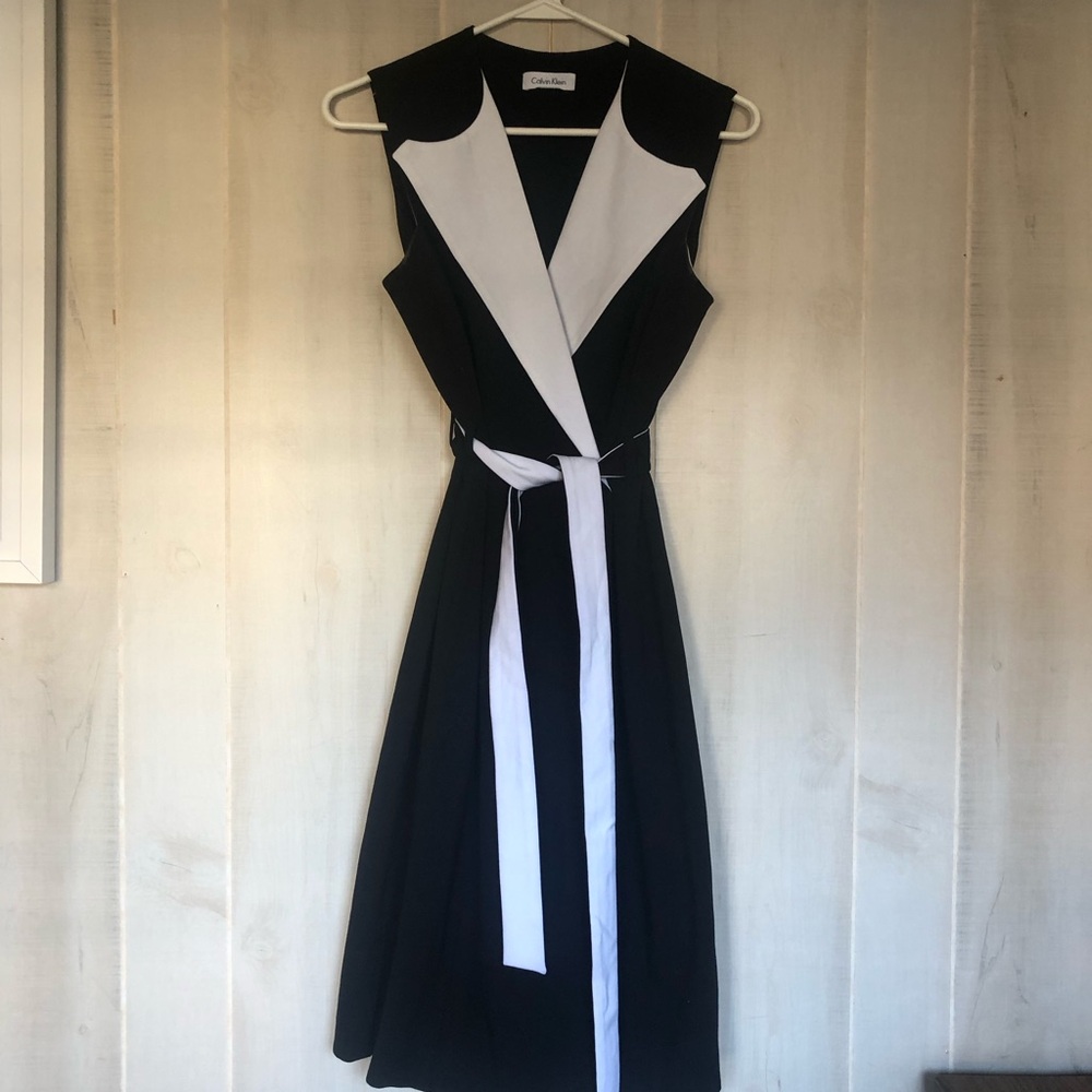 Elegant Black and White Wrap Dress